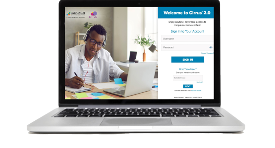 Cirrus 2.0 login page