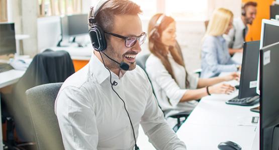 Man talking on a headset
