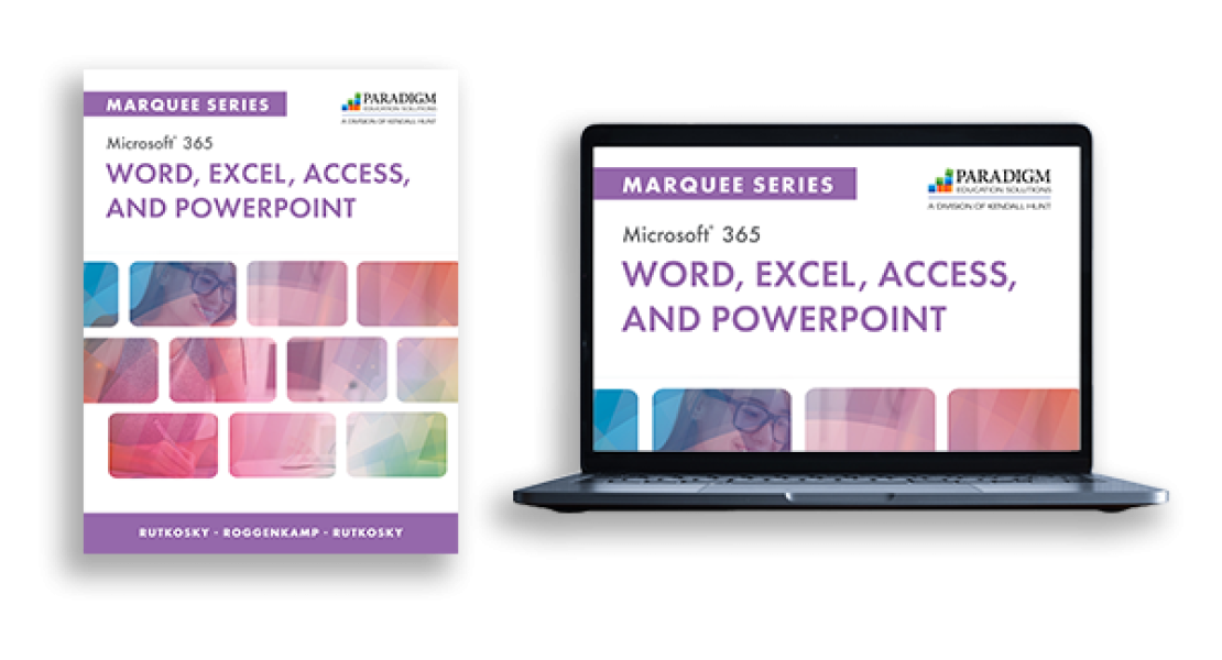 Print and Digital Covers of Marquee Series: Word, Excel, Access, and PowerPoint