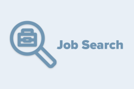 Symbol of a magnifying glass with a briefcase in the middle