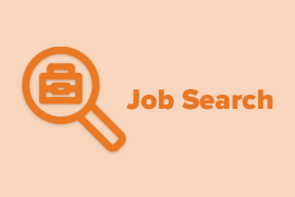 Symbol of a magnifying glass with a briefcase